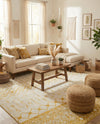 Mediterranean Lattice Collection Area Rug -  Casablanca (Ivory and Yellow) Rectangle Ivory and Yellow  lifestyle 13
