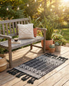 Sustainable Nomad Terrace Collection Area Rug - Reef Rectangle Charcoal Black  lifestyle 51