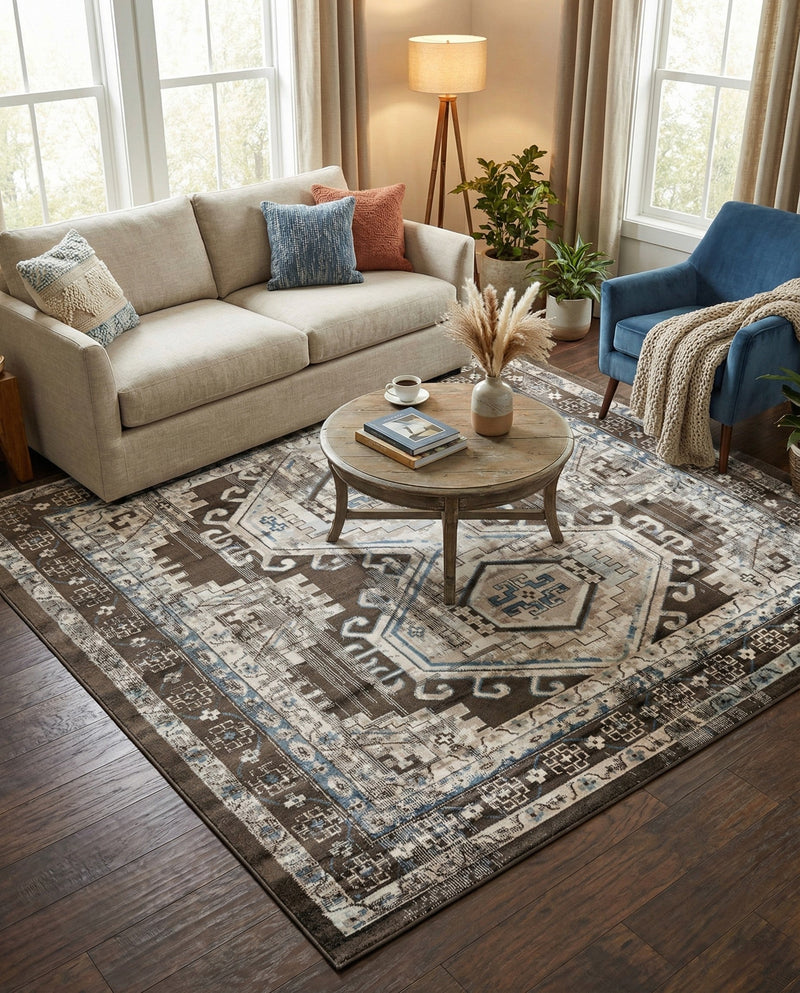Savannah Elegance Collection Area Rug -  Tybee (Gray) Square Gray  lifestyle 30