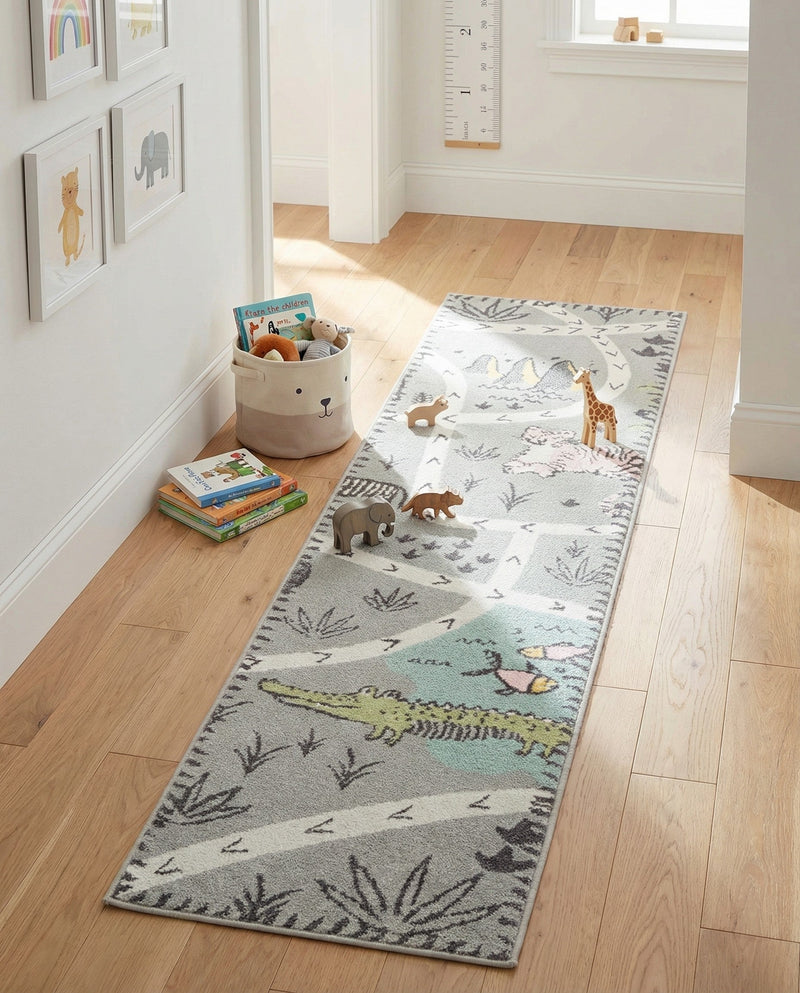 Wonder Tykes Collection Area Rug -  Enigma Runner Gray  lifestyle 78