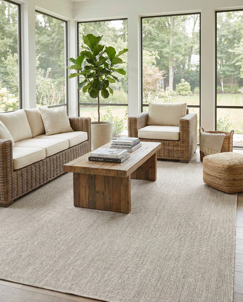 Seaside Serenity Collection Area Rug - Veranda (Light Gray) Rectangle Light Gray  lifestyle 17