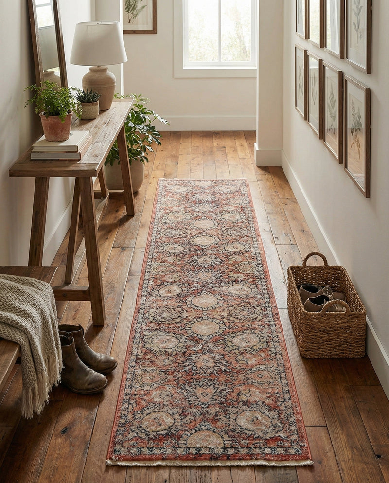 Seville Stripes Collection Area Rug -  Cordoba (Brick Red) Runner Brick Red  lifestyle 70
