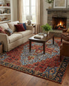 Patio Heritage Collection Area Rug -  Garden Rectangle Rust Red and Blue  lifestyle 39