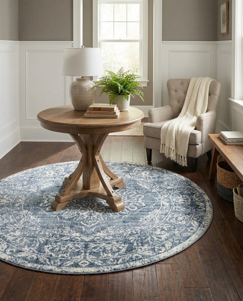 Cambridge Classics Collection Area Rug -  Magdalene (Blue) Round Blue  lifestyle 60