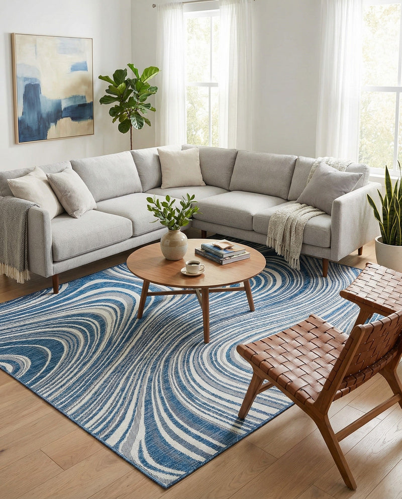 Urban Terrace Collection Area Rug - Soho Rectangle Blue  lifestyle 54