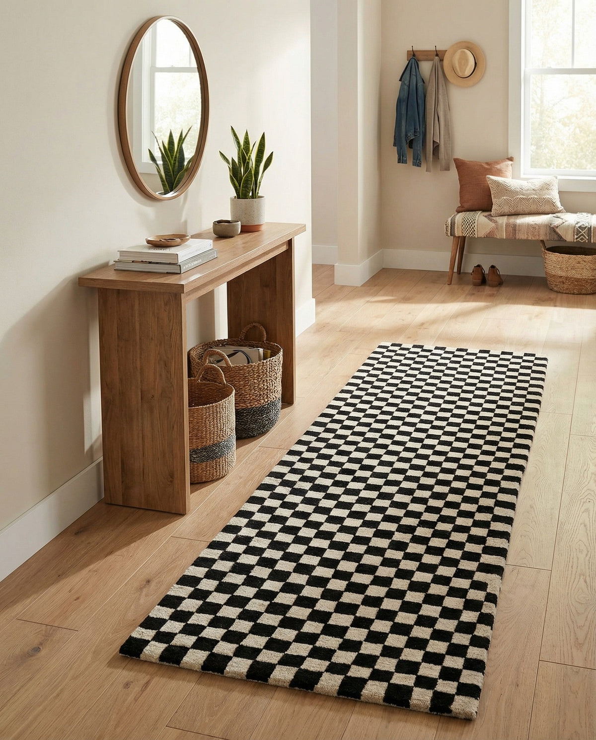 Shepherd's Glen Wool Collection Area Rug - Reykjavik Runner Black and White  lifestyle 89