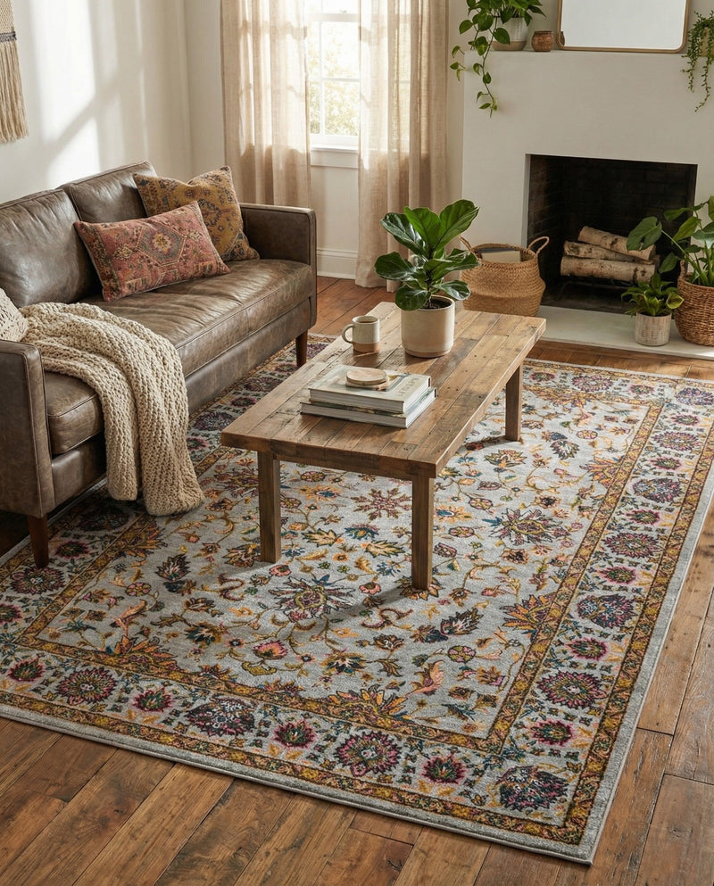 Casablanca Tapestry Collection Area Rug -  Marrakech (Cloud Gray) Rectangle Cloud Gray  lifestyle 10