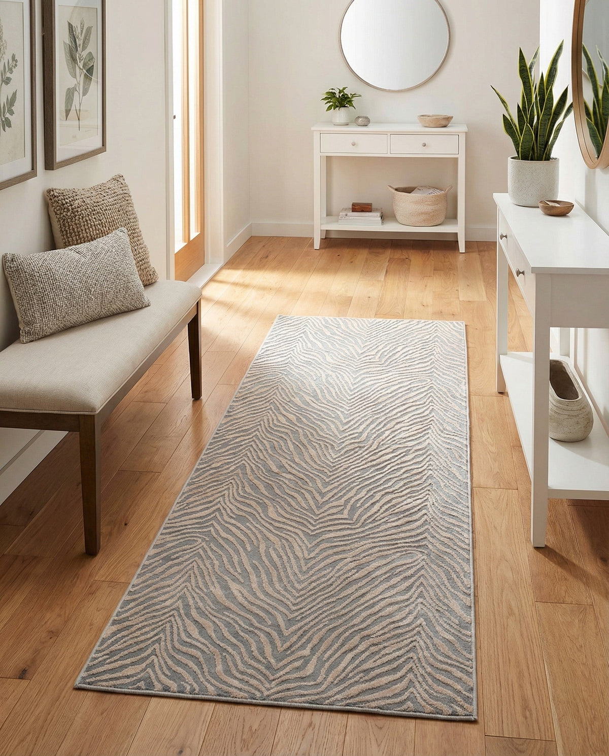 Bloomsbury Elegance Collection Area Rug -  Chelsea Runner Gray and Ivory  lifestyle 157