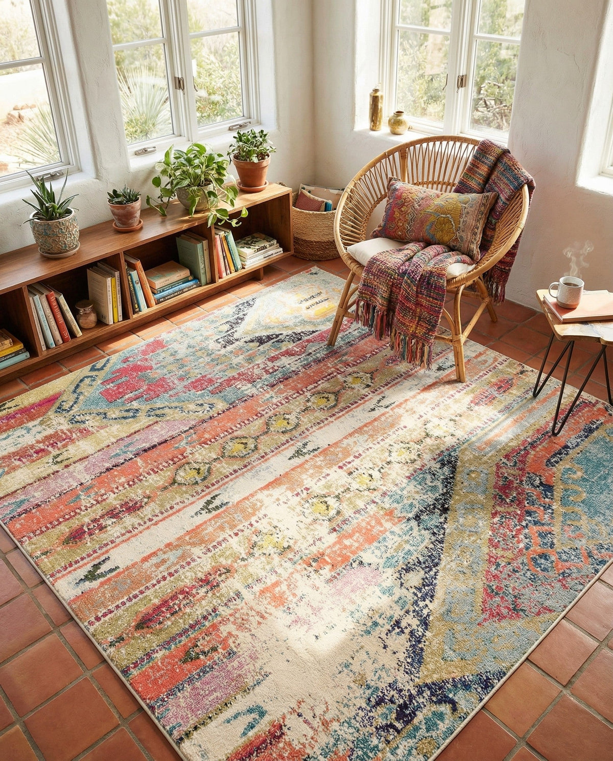 Sedona Vista Collection Area Rug -  Cholla Square Multi  lifestyle 120