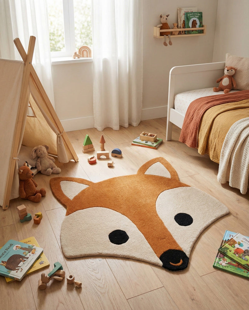 Whimsy Wonders Wool Collection Area Rug -  Meadow Round Orange and White  lifestyle 7