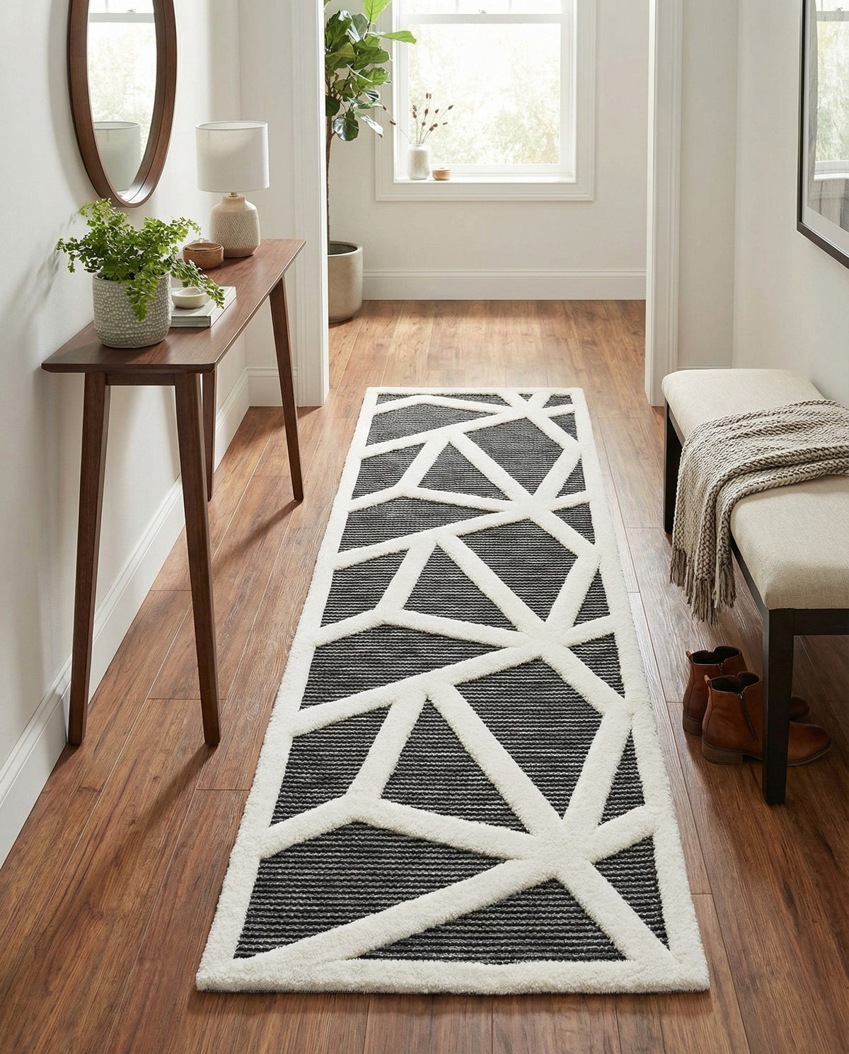 Monochrome Collection Area Rug -  Onyx Runner Gray  lifestyle 99