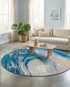 Urban Terrace Collection Area Rug - Veranda Round Blue  lifestyle 61