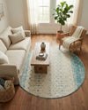 Mediterranean Lattice Collection Area Rug -  Casablanca (Ivory Blue) Round Ivory Blue  lifestyle 69