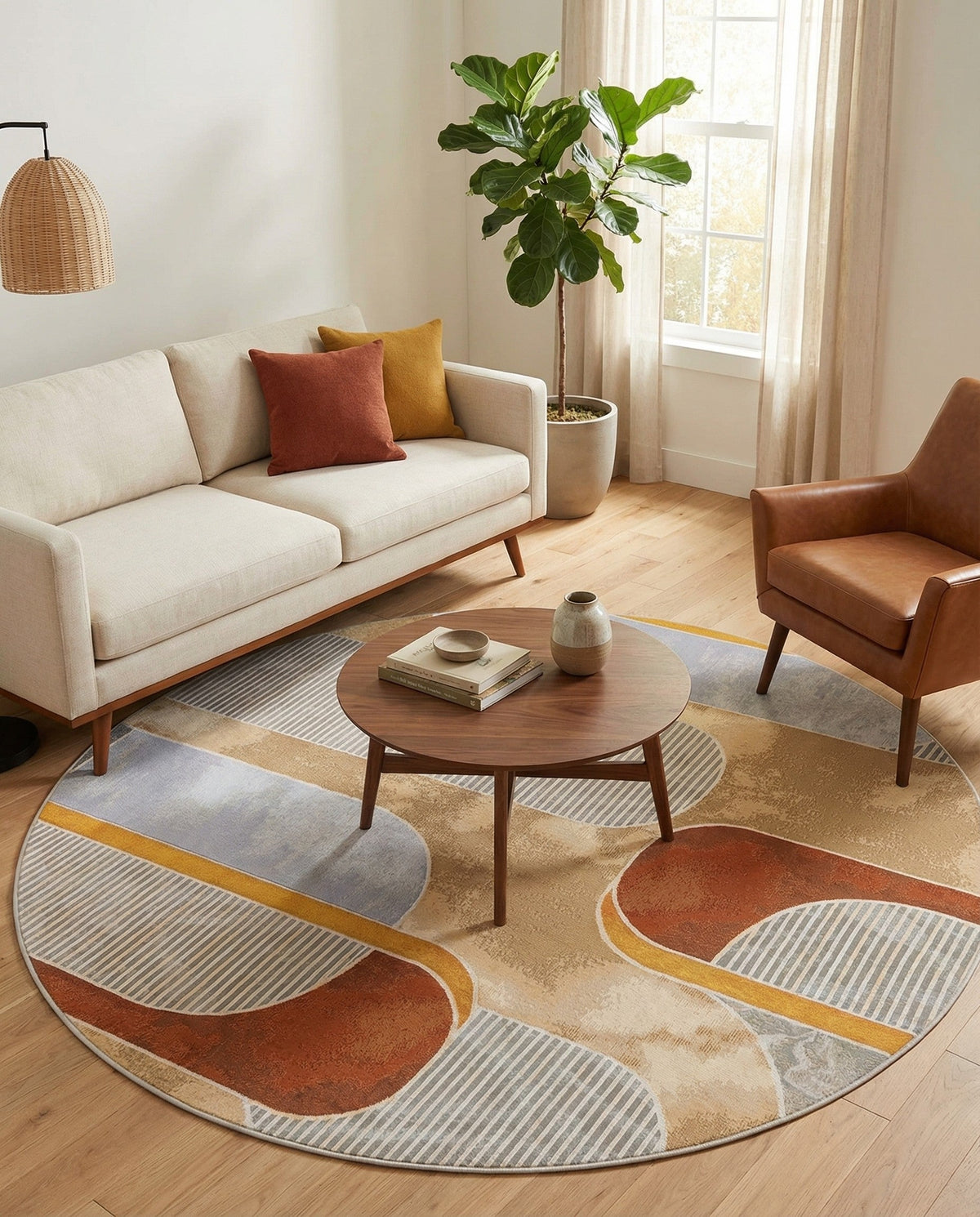 Urban Terrace Collection Area Rug -  Deck Round Multi  lifestyle 81