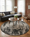 Urban Terrace Collection Area Rug -  Midtown Round Black and White  lifestyle 34