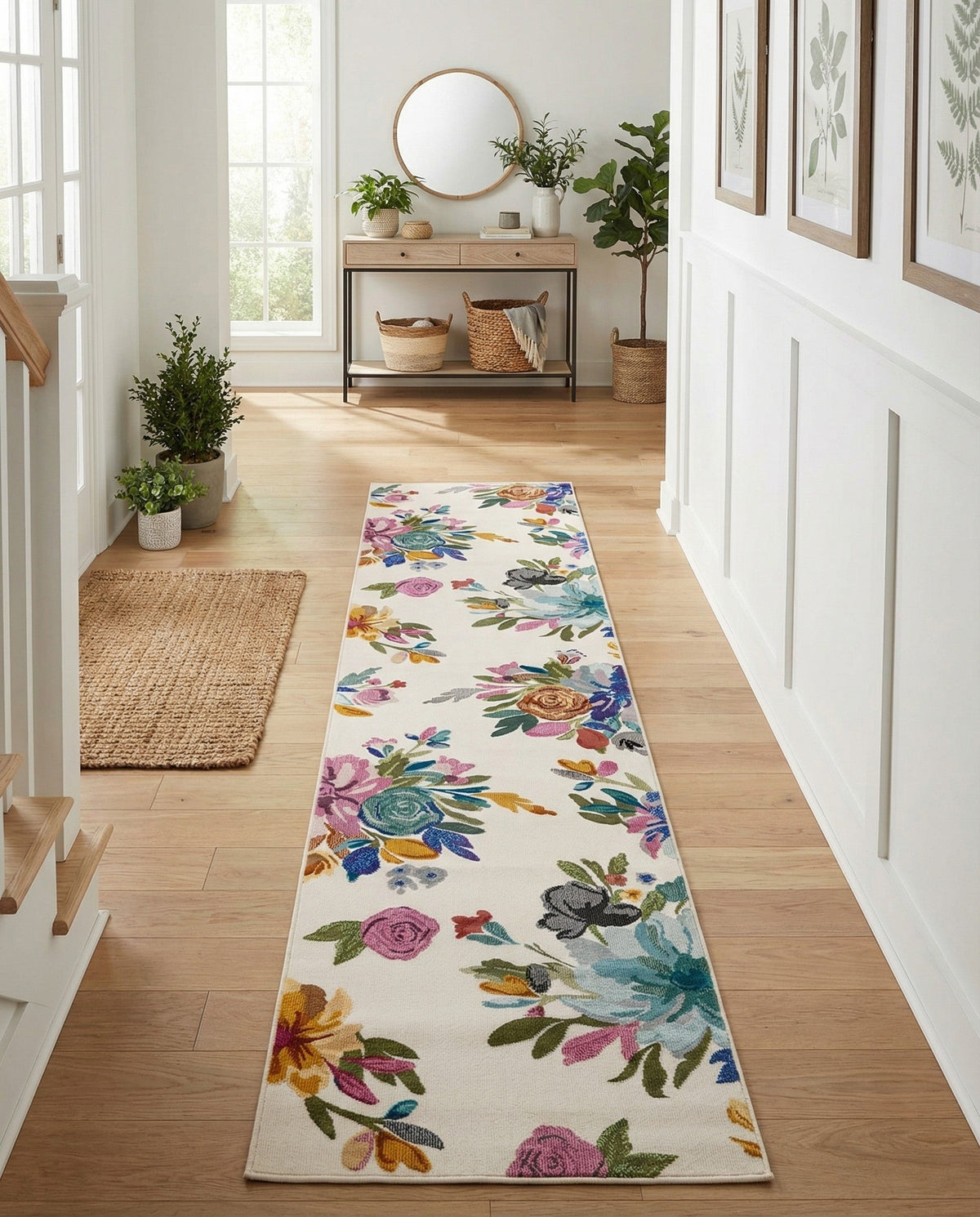 Meadow Breeze Collection Area Rug - Wildflower Runner Ivory  lifestyle 142