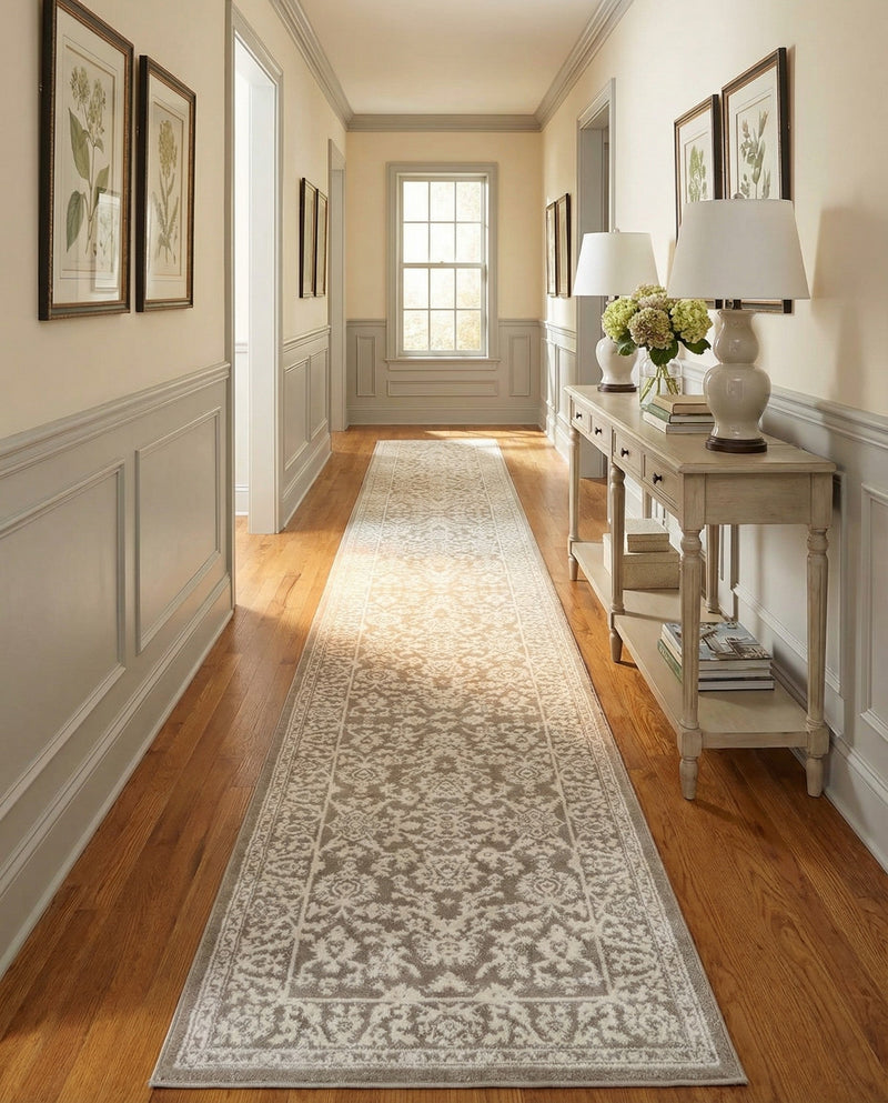 Savannah Elegance Collection Area Rug - Augusta (Light Gray) Runner Light Gray  lifestyle 53