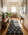Berber Lattice Shag Collection Area Rug - Atlas (Black and White) Runner Black and White  lifestyle 26