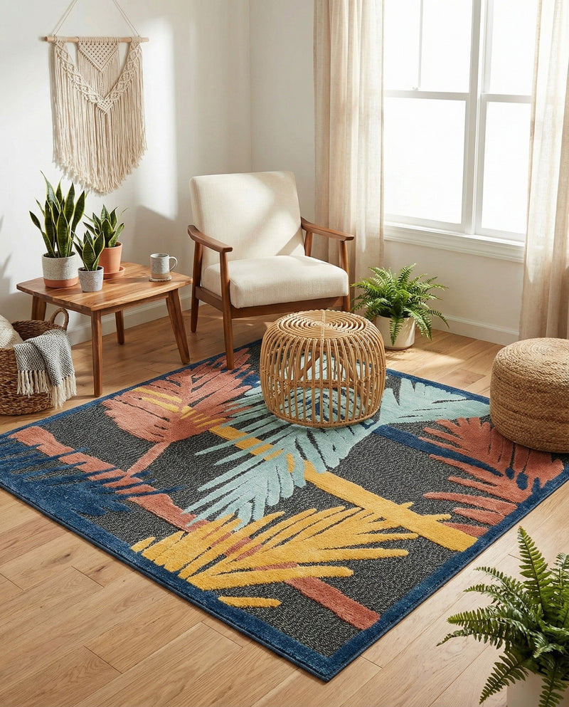 Caribbean Terrace Collection Area Rug - Antigua Square Charcoal  lifestyle 51