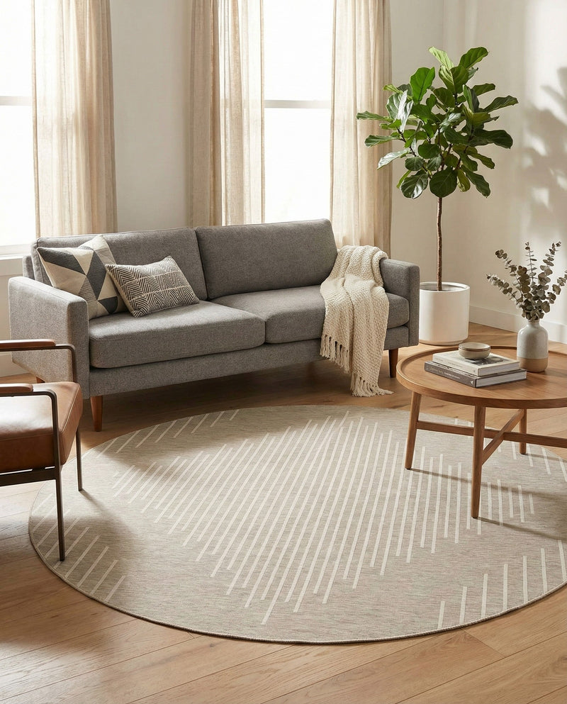 Urban Terrace Collection Area Rug -  Chelsea (Gray) Round Gray  lifestyle 35