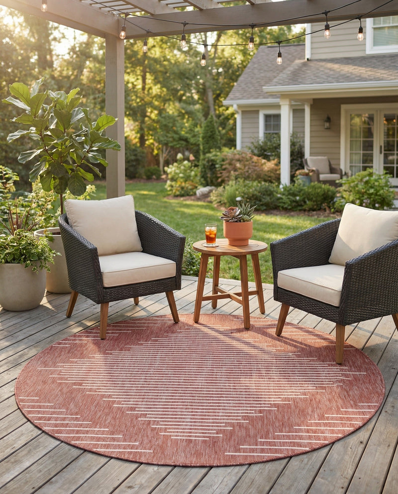 Urban Terrace Collection Area Rug -  Chelsea (Rust Red) Round Rust Red  lifestyle 14