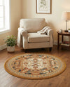 Patio Heritage Collection Area Rug - Veranda Round Black Gold Brown  lifestyle 73
