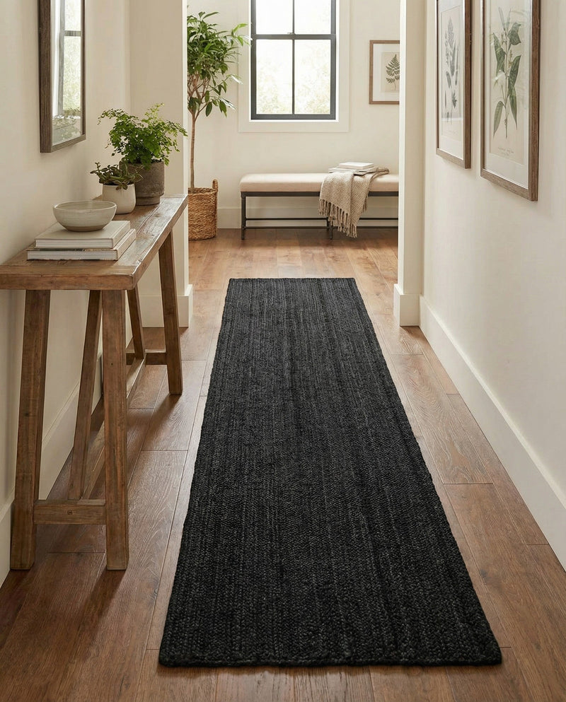 Woven Seaside Jute Collection Area Rug - Martha's Runner Black  lifestyle 55
