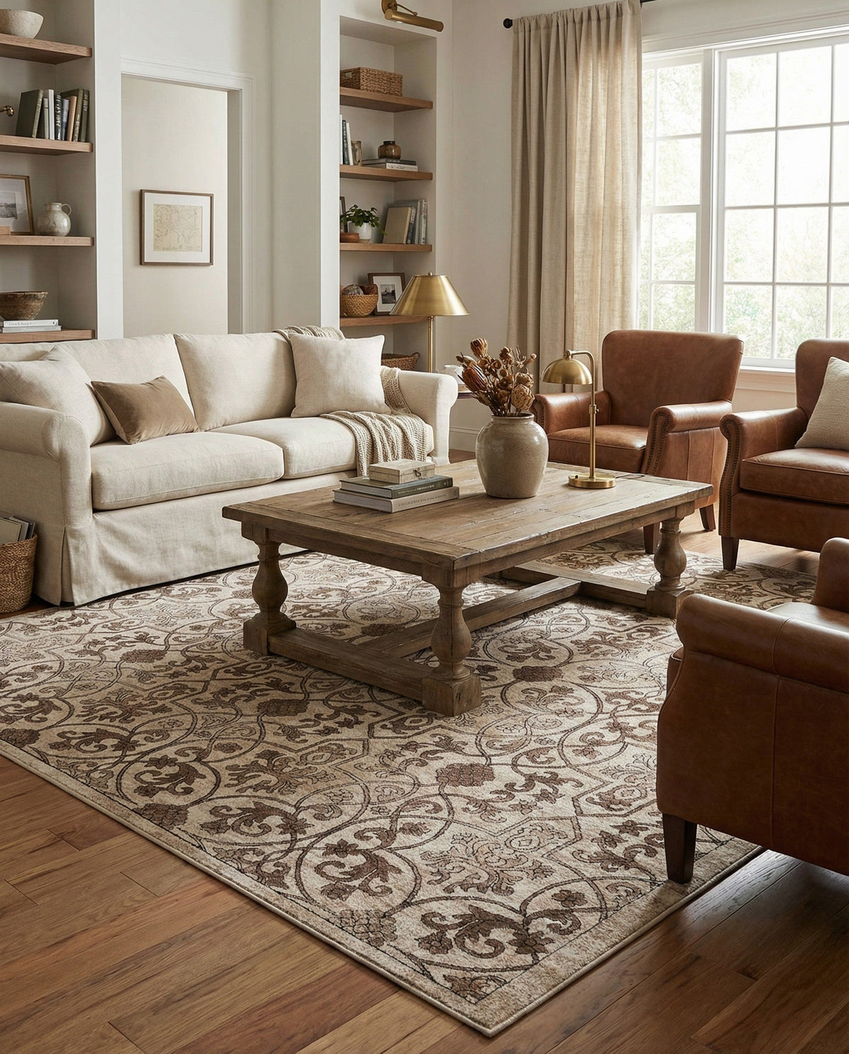 Andes Summit Collection Area Rug -  Merida Square Dark Beige  lifestyle 81