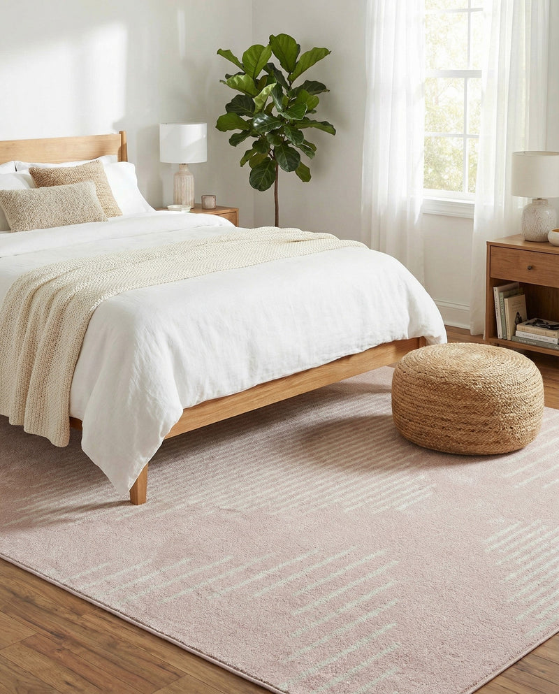 Seychelles Stripes Collection Area Rug - Mahe (Pink) Rectangle Pink  lifestyle 3