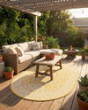 Tribal Terrace Treasures Collection Area Rug -  Incan Isle (Yellow) Oval Yellow  lifestyle 71
