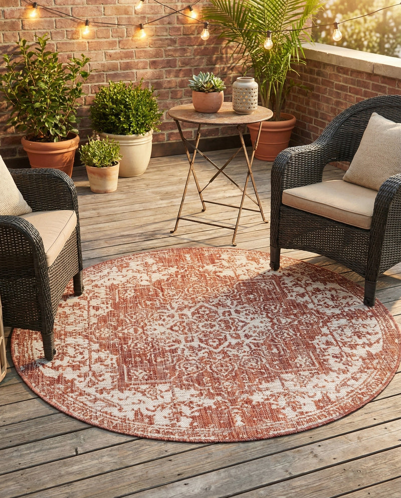 Urban Oasis Rugs Collection Area Rug -  Penthouse (Rust Red) Round Rust Red  lifestyle 60