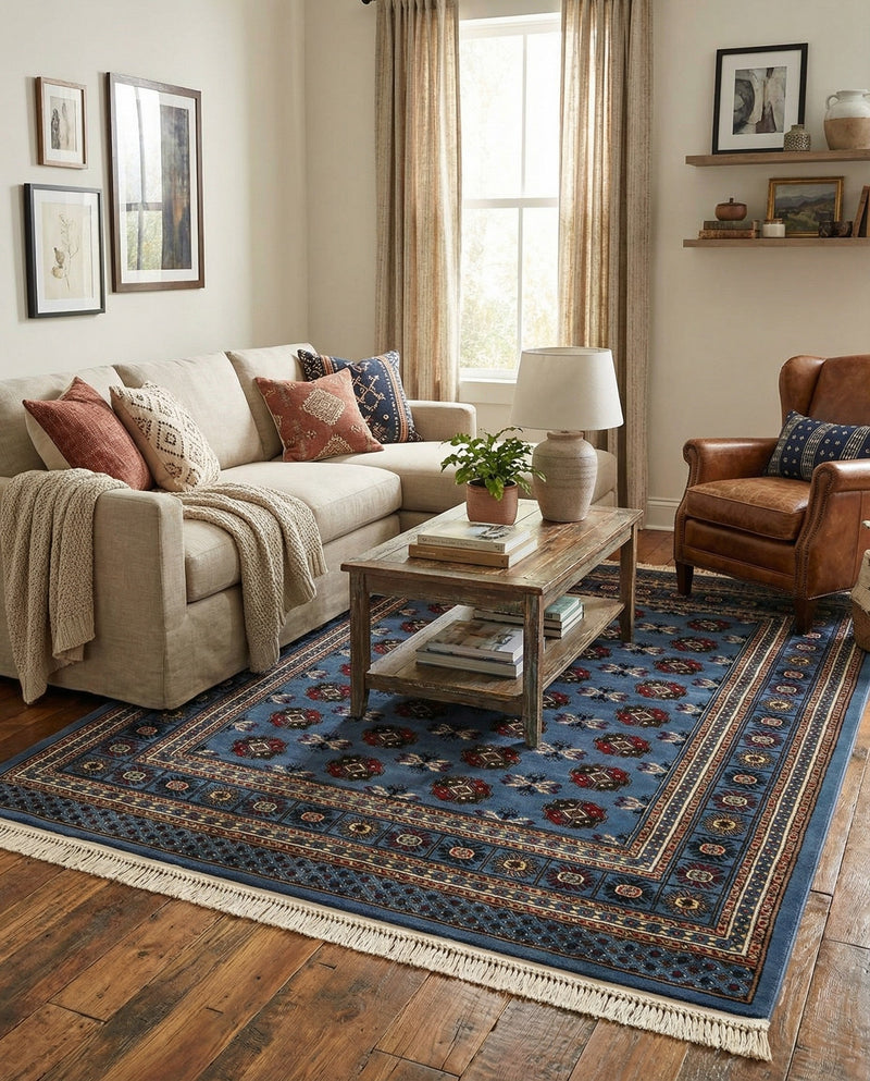 Samarkand Elegance Collection Area Rug -  Margilan (Blue) Rectangle Blue  lifestyle 4