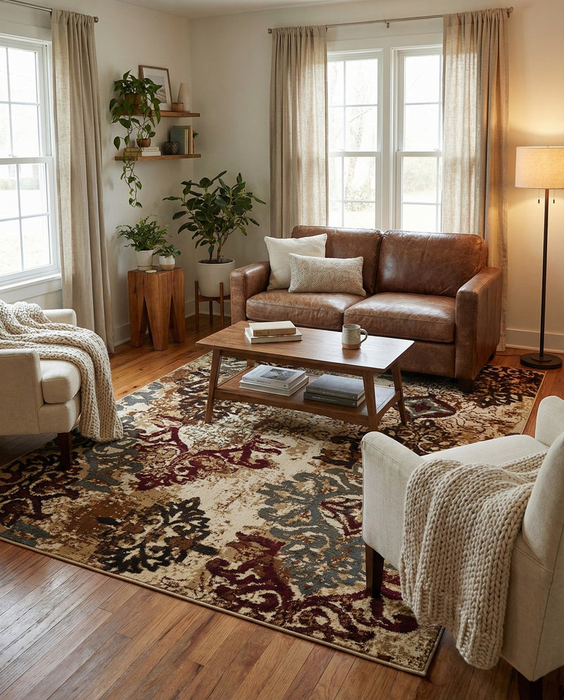 Bistro Lounge Collection Area Rug -  Piccolo Rectangle Beige  lifestyle 23