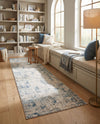 Aegean Elegance Collection Area Rug -  Milos Runner Gray Blue  lifestyle 58