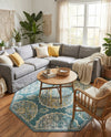 Arcadia Rugs Collection Area Rug -  Atlantis (Gray and Blue) Octagon Gray and Blue  lifestyle 77