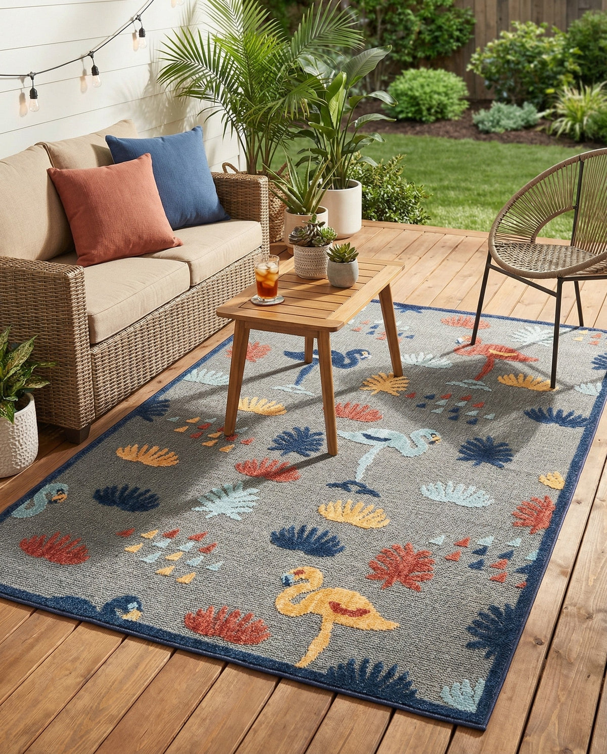 Terrace Collection Area Rug -  Pavilion Rectangle Gray  lifestyle 34