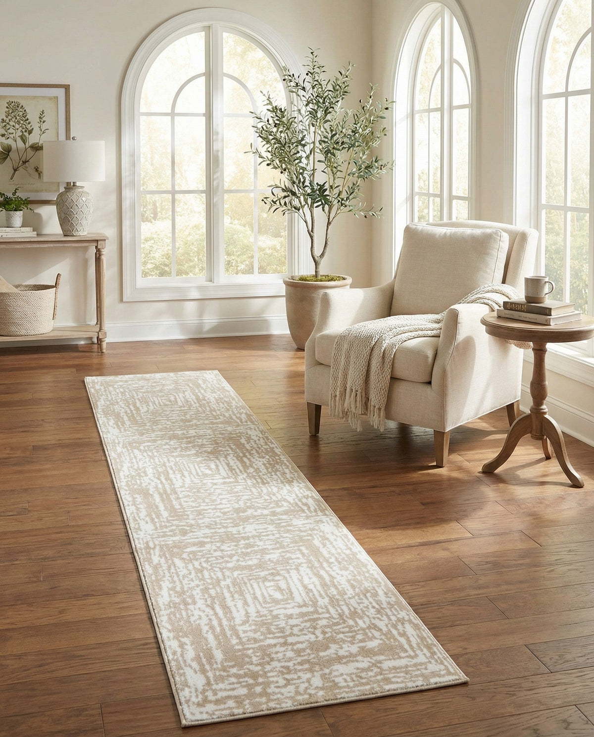 Sanctuary Retreat Collection Area Rug -  Asylum Runner White Bone  lifestyle 169