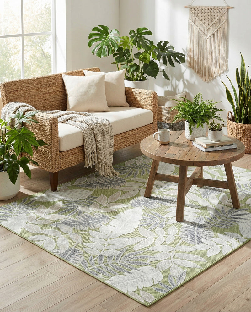 Seaside Blooms Collection Area Rug -  Serene Rectangle Green  lifestyle 16
