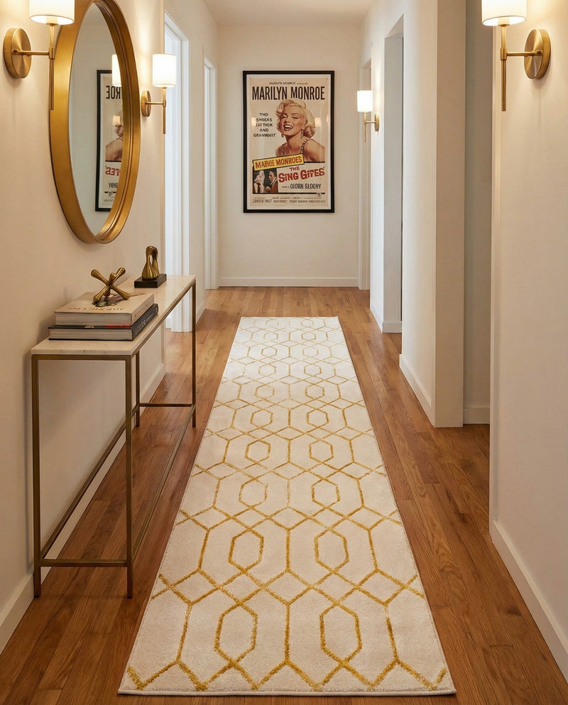 Hollywood Luxe Collection Area Rug - Sunset (White Gold) Runner White Gold  lifestyle 58