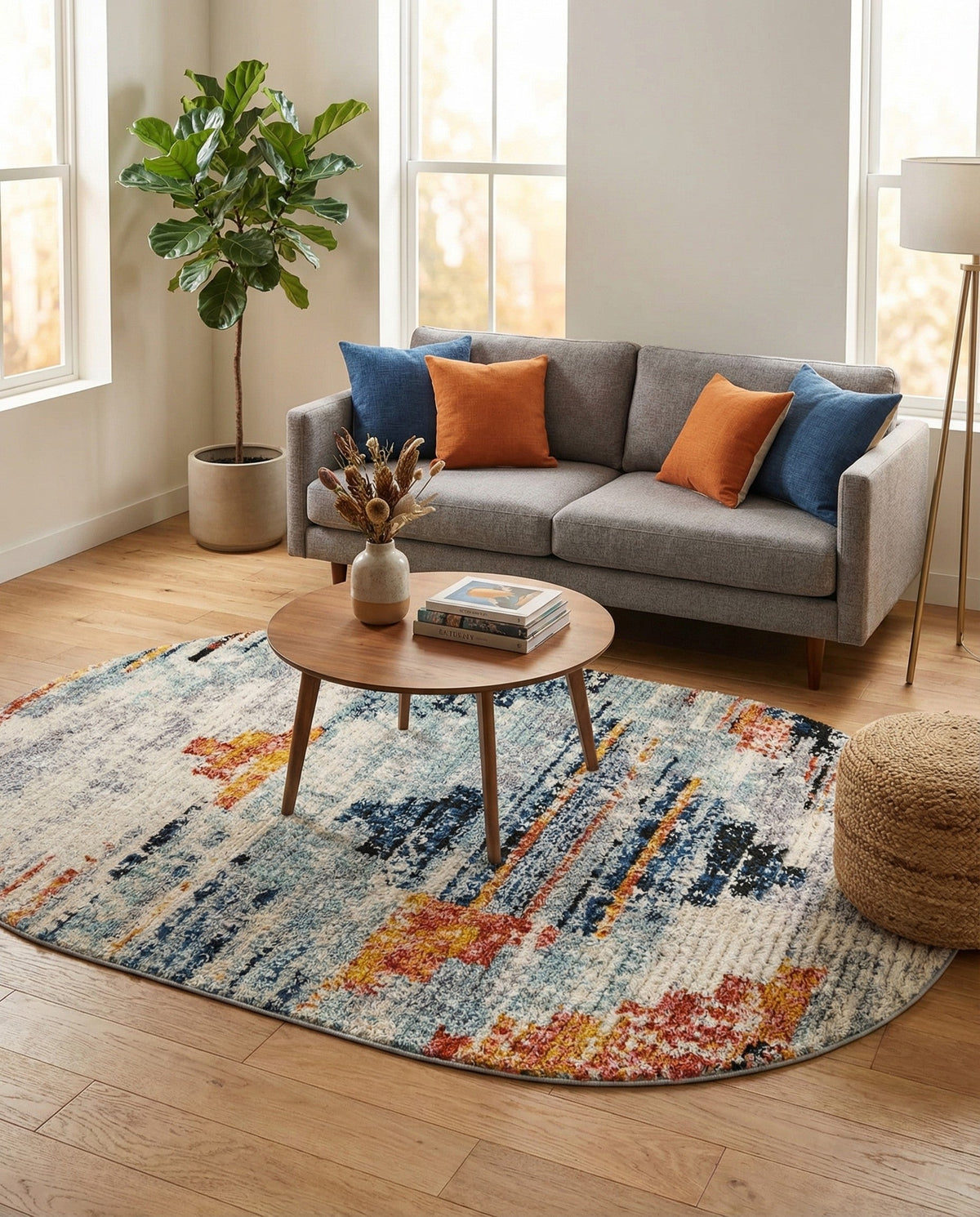 Santa Fe Trails Collection Area Rug -  Arroyo Oval Multi  lifestyle 81