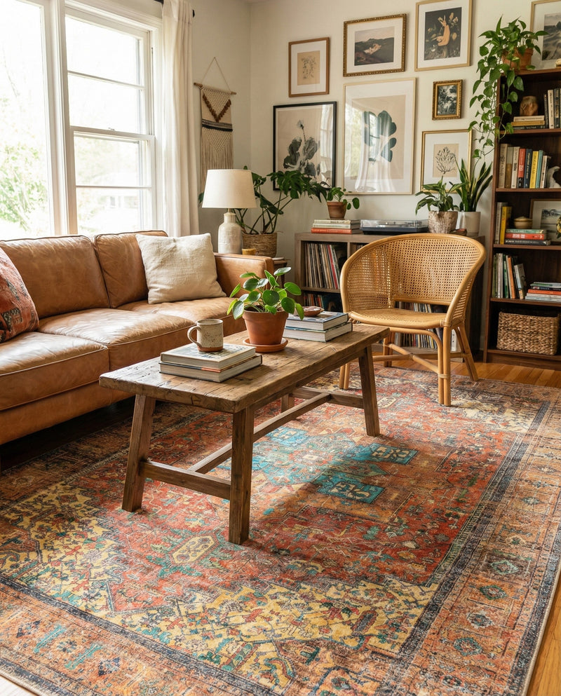 Heritage Elegance Collection Area Rug -  Windsor (Rust Red) Rectangle Rust Red  lifestyle 7