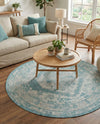 Patio Heritage Collection Area Rug -  Augusta (Aqua) Round Aqua  lifestyle 68