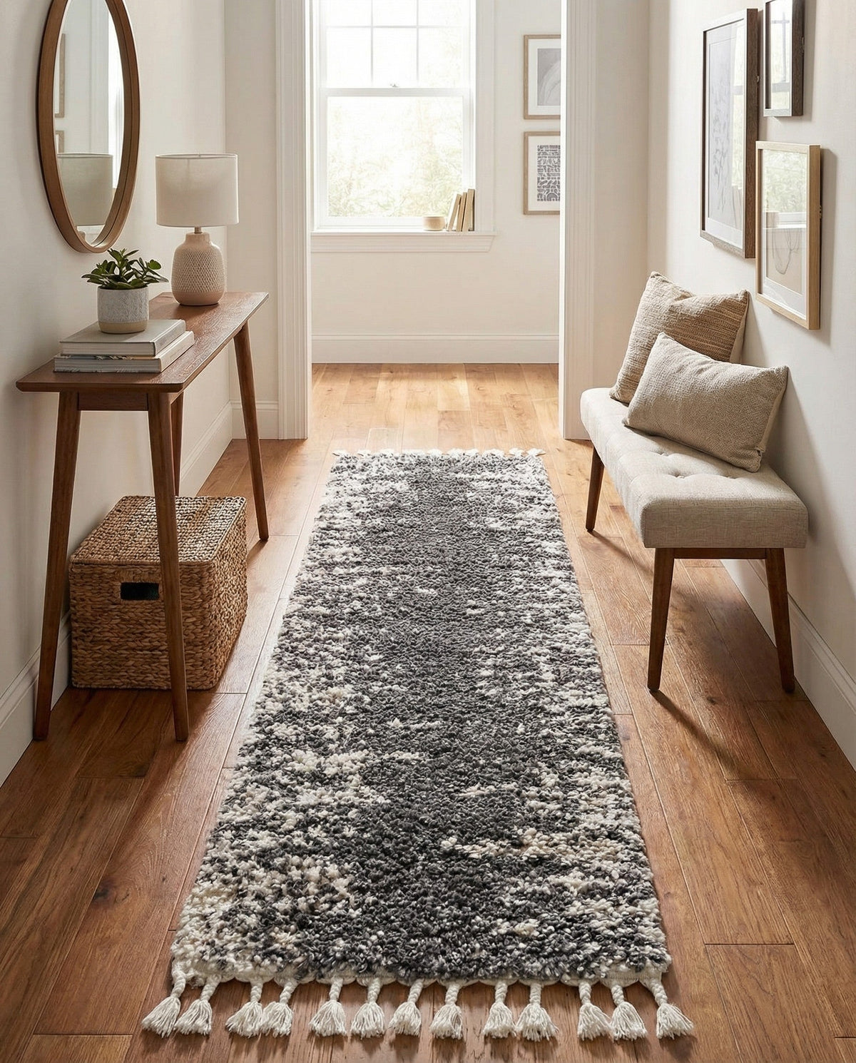 Tranquil Tides Shag Collection Area Rug - Marina Runner Gray  lifestyle 111