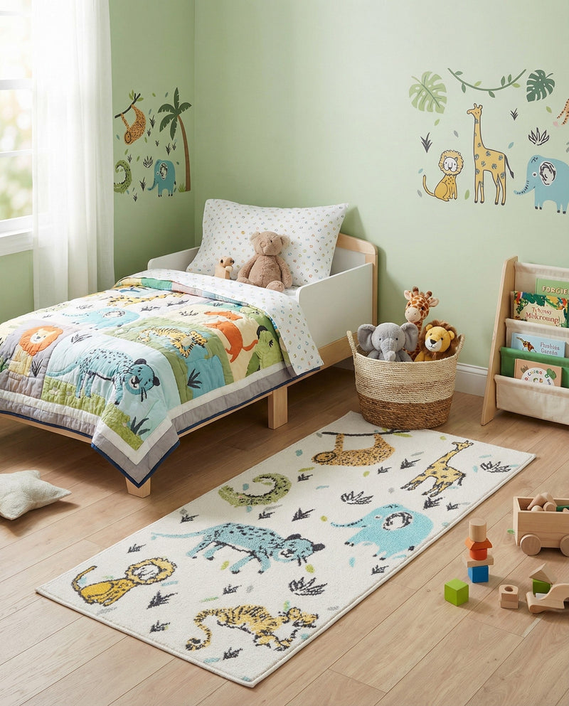 Wonder Tykes Collection Area Rug -  Spatter Runner Ivory  lifestyle 32
