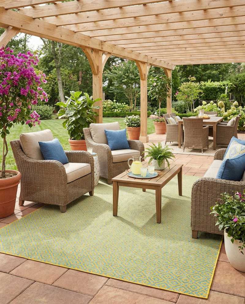 Urban Oasis Rugs Collection Area Rug -  Rooftop (Yellow and Aqua) Rectangle Yellow and Aqua  lifestyle 9