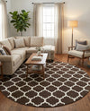 Lattice Gardens Collection Area Rug -  Bloomfield (Chocolate Brown) Round Chocolate Brown  lifestyle 49