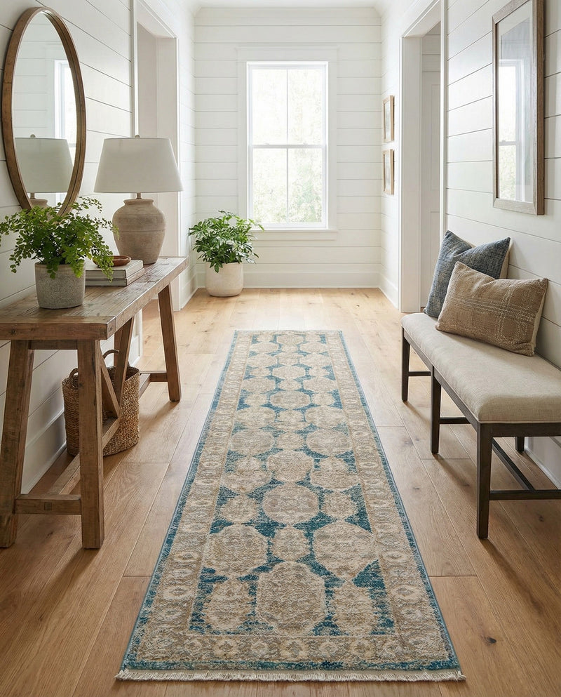 Seville Stripes Collection Area Rug -  Granada (Blue) Runner Blue  lifestyle 53
