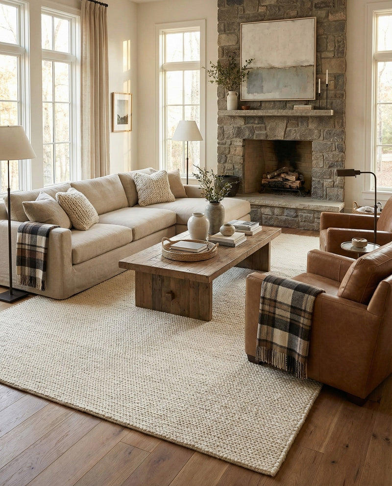 Lana Tasmanian Wool Collection Area Rug - Waitomo Rectangle Ivory  lifestyle 63