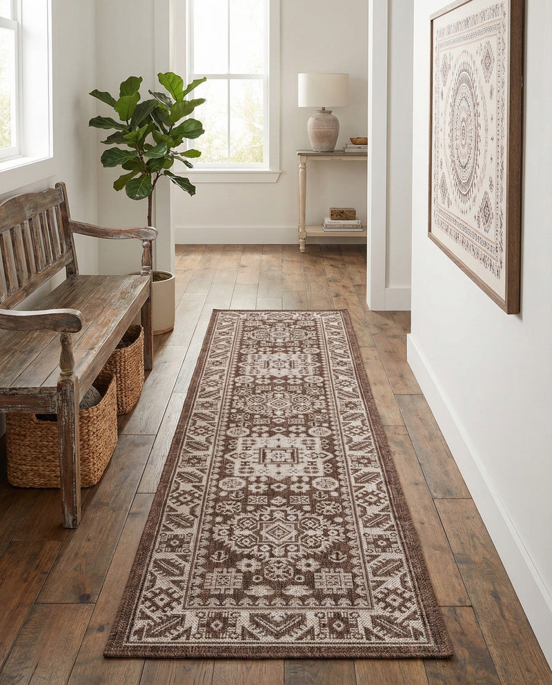 Tribal Terrace Treasures Collection Area Rug -  Incan Isle (Brown) Runner Brown  lifestyle 77