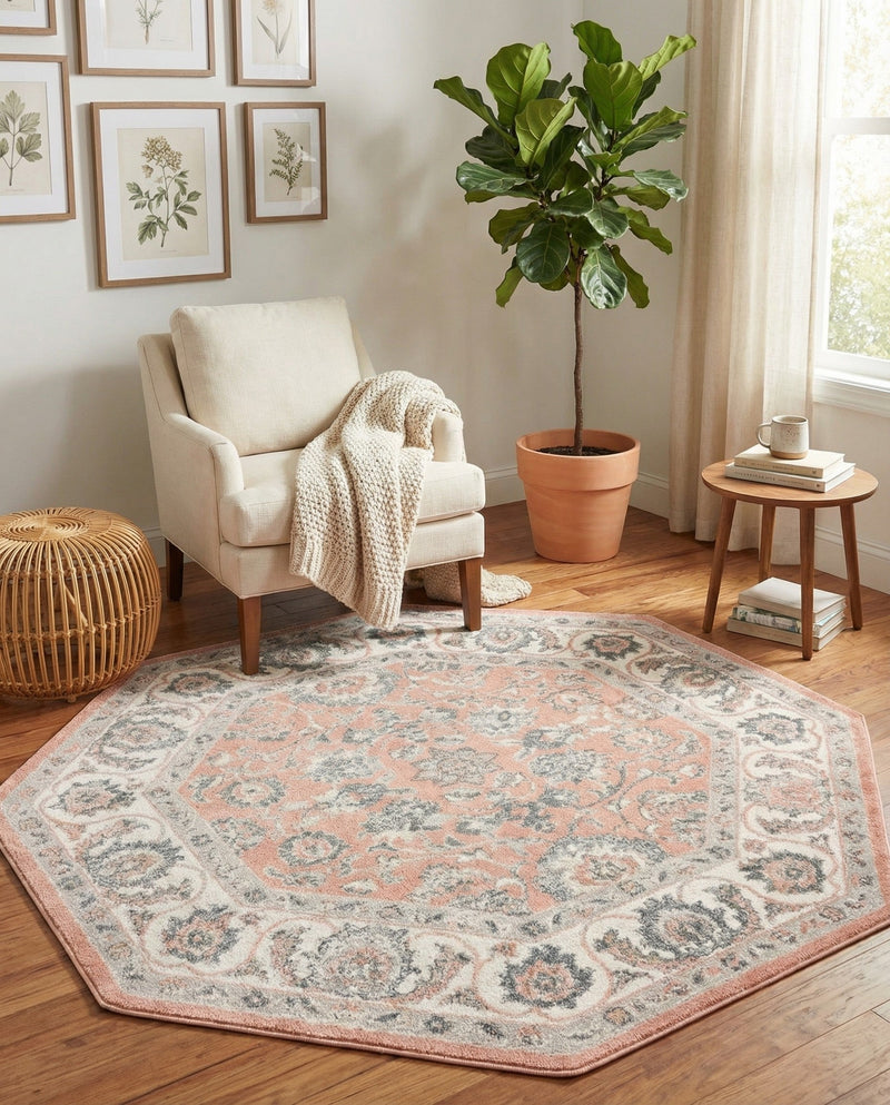 Adriana Terrace Collection Area Rug -  Positano (Rose) Octagon Rose  lifestyle 54